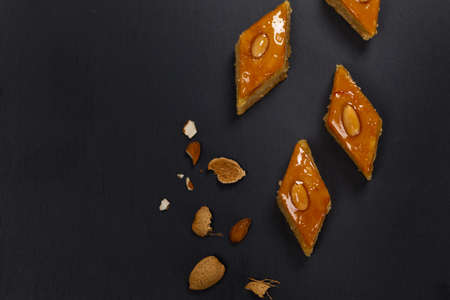Ramadan Sweet - Baklava with almonds. Selective focus.の写真素材