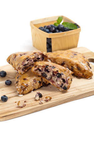 Blueberry Scones with Lemon Glaze. Selective focus.の写真素材