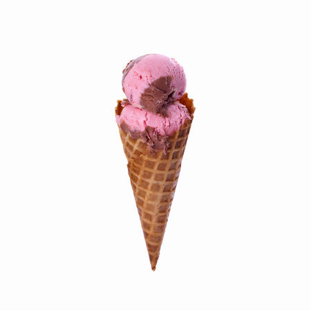 Ice Cream in a waffles isolated on white background. 