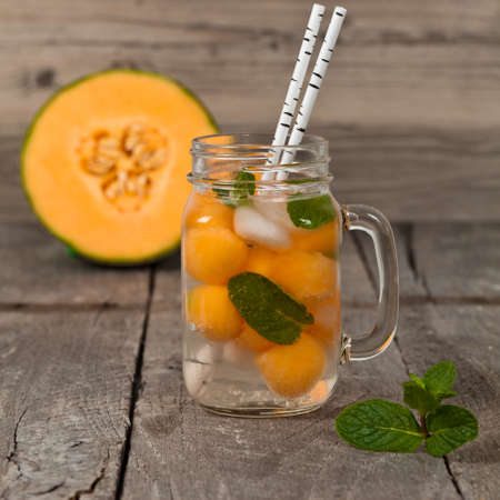 Summer Melon Drink. Selective focus.の写真素材