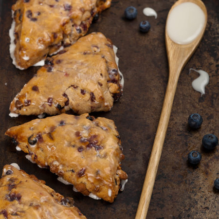 Wild Blueberry Scone. Selective focus.の写真素材