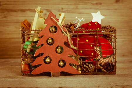 Holiday Decorations. Christmas background. Selective focus.の写真素材