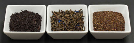 Assortment of dry tea. Selective focus.の写真素材