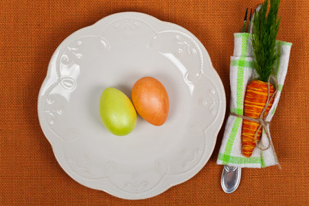 Easter table setting. Selective focus.