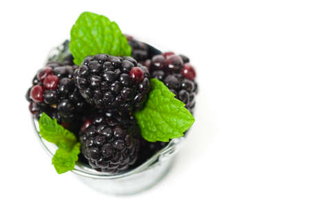 Blackberry Isolated on white. Macro. Selective focus.の写真素材