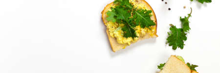 Egg Salad Sandwich with Kale. Selective focus.の写真素材
