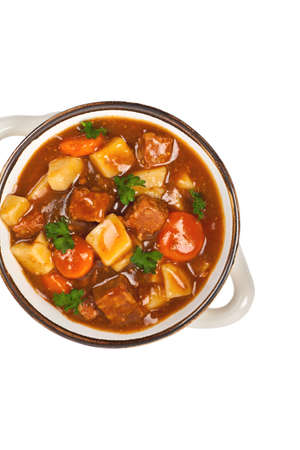 Beef Stew Isolated on white. Selective focus.の写真素材