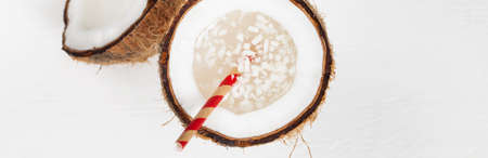 Coconut Water with Pulp. Selective focus.の写真素材