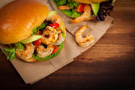 Shrimp Burgers. Selective focus.の写真素材