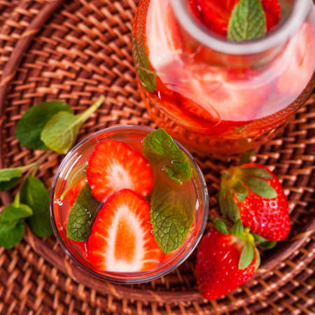 Strawberry Lemonade Drink. Selective focus.の写真素材