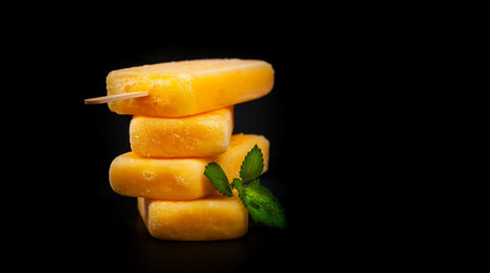 Pineapple Frozen Fruit Bars Popsicles. Selective focus.