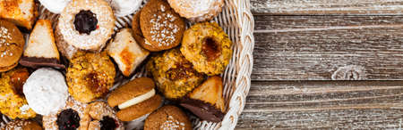 Homemade European Bakery Style Cookies Variety Flavors. Selective focus.の写真素材