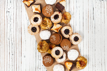 Mixed Cookies Background Dessert. Selective focus.