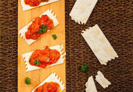 Roasted Pepper Appetizer Salad Spread. Selective focus.