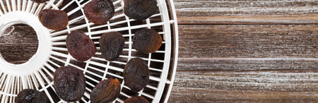 Organic Dried Apricots made with Dehydrator. Selective focus.