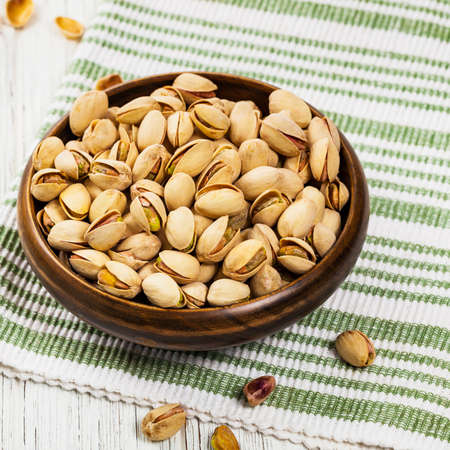 Sea Salt Roasted Pistachios. Selective focus.の写真素材