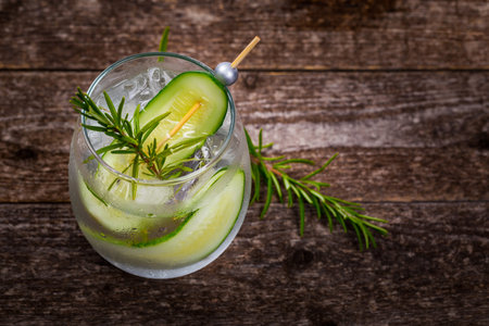 Cucumber Detox Water Background. Selective focus.の写真素材