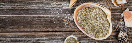 Sea Salt and Herb Seasoning. Selective focus.の写真素材