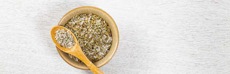 Seasoning Herbs Mix Sea Salt and Spices. Selective focus.の写真素材