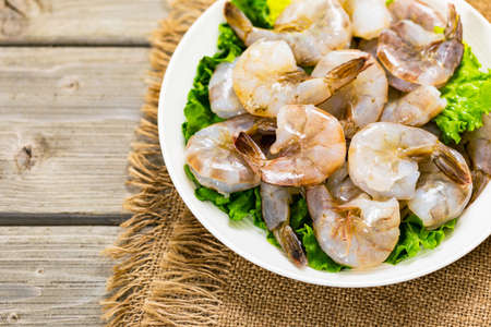 Large Raw Shrimp. Selective focus.の写真素材