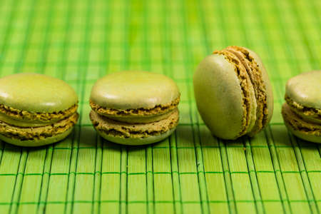 Lime and Mint Flavored Green Macaron. Selective focus.の写真素材