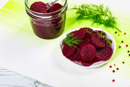 Pickled Beets, Marinated Sliced. Selective focus.の写真素材