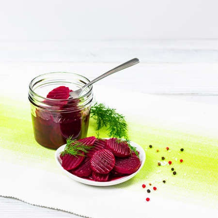 Pickled Beets, Marinated Sliced. Selective focus.の写真素材