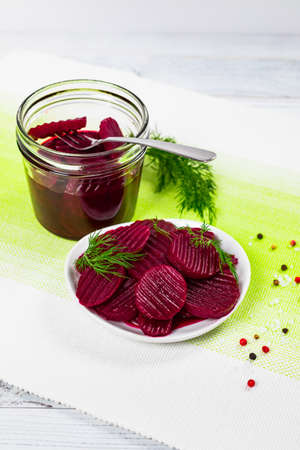 Pickled Beets, Marinated Sliced. Selective focus.の写真素材
