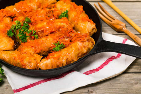 Vegetarian Stuffed Cabbage Rolls. Selective focus.の写真素材