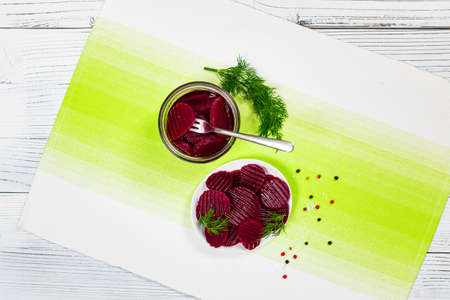 Pickled Beets, Marinated Sliced. Selective focus.の写真素材