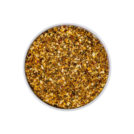 Lemon Pepper Seasoning Spice Macro Isolated on White Backgroundの写真素材