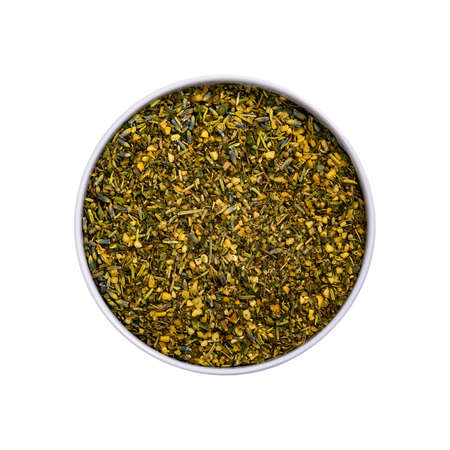 Provence Herbs Spice with dried lavender flowers Isolated on White Background. Selective focus.の写真素材