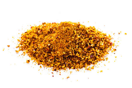 Honey Aleppo Pepper Seasoning Spice. Spicy-Sweetness from natural Honey Granules and Aleppo Pepper Isolated on White Background.の写真素材