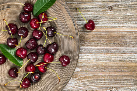 Cherries Background. Sweet Black and Red Cherries. Selective focus.の写真素材