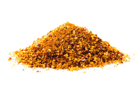 Honey Aleppo Pepper Seasoning Spice. Spicy-Sweetness from natural Honey Granules and Aleppo Pepper Isolated on White Background.の写真素材