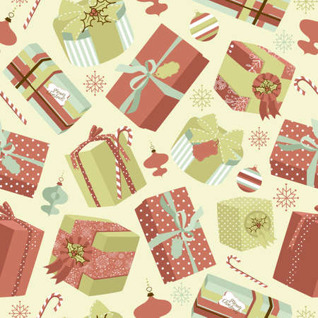 Retro Christmas Gift boxes. Seamless pattern Retro Christmas Gift boxes. Seamless pattern