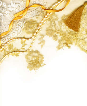Golden textile wedding borderの写真素材