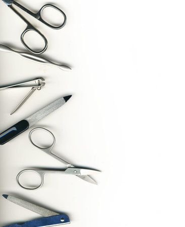 Set for manicure on white background isolated