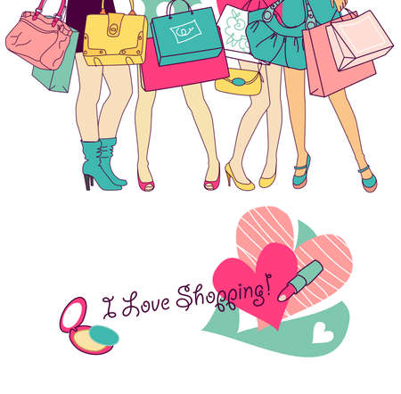 Shopping girlsのイラスト素材
