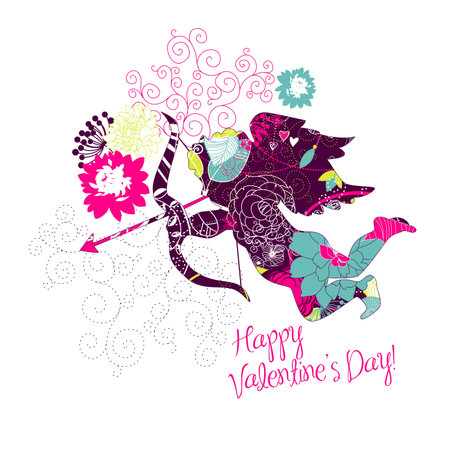 Cute Cupid. Happy Valentine's Day card.