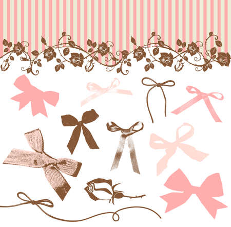 French Bows and Roses のイラスト素材