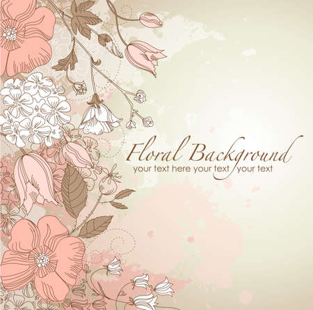 Cute floral greeting cardのイラスト素材