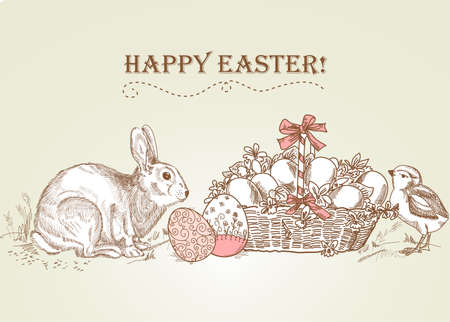 Vintage Easter Cardのイラスト素材