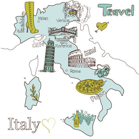 Creative map of Italy のイラスト素材