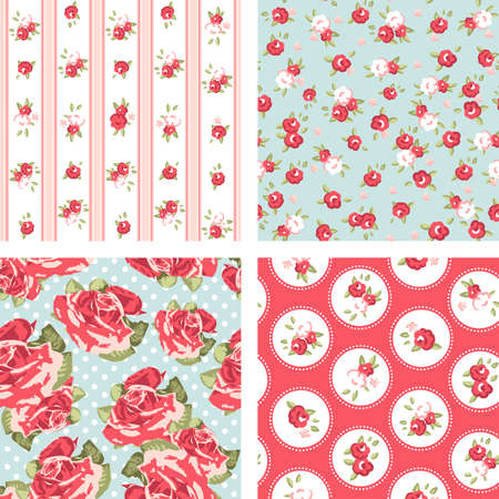 Shabby Chic set, 4 Vintage rose patterns Seamless Rose wallpaper Shabby Chic set, 4 Vintage rose patterns Seamless Rose wallpaper
