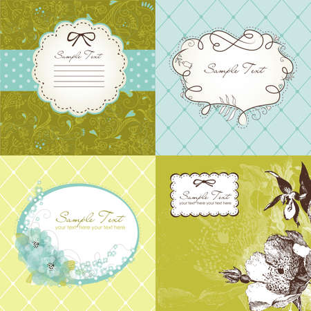 Set of cute floral frames のイラスト素材