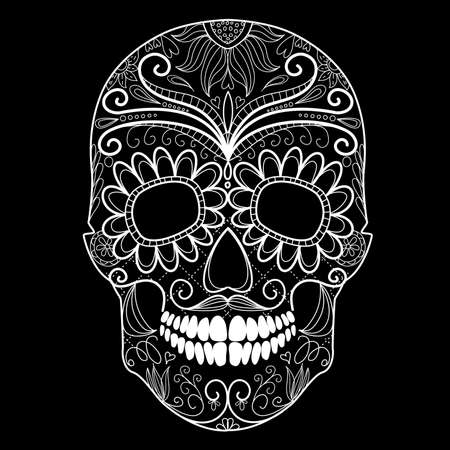 Day of The Dead black and white Skull のイラスト素材