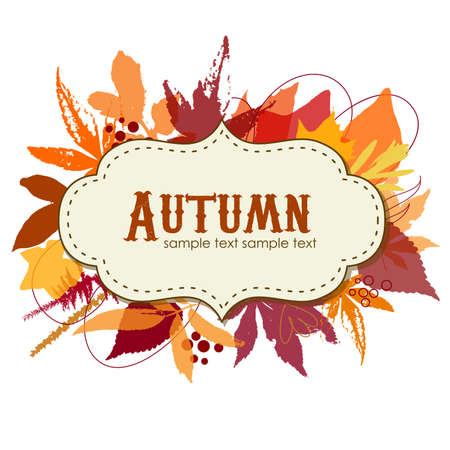 Autumn leaves background with a frameのイラスト素材