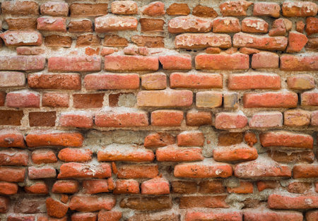 Old red brick wall, background