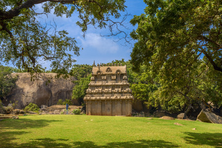 Shore Temple in Mahabalipuram, Tamil Nadu, Indiaの写真素材